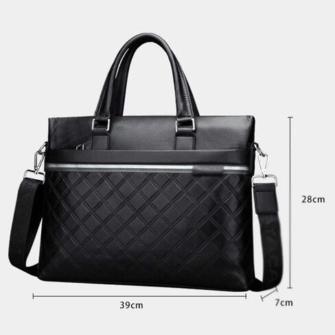 حقيبة كمبيوتر محمول جلدية للرجال، حقيبة كتف، حقيبة للمحامين، للرجال (أسود) in Kuwait