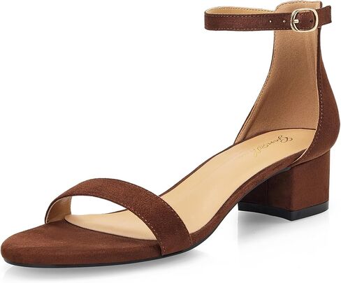 GENSHUO Low Chunky Heels for Women, 2 Inches Block Heel Sandals, Open Toe Ankle Strap Strappy Shoes, Dressy Work Office Wedding Party Dates Occasions in Saudi Arabia