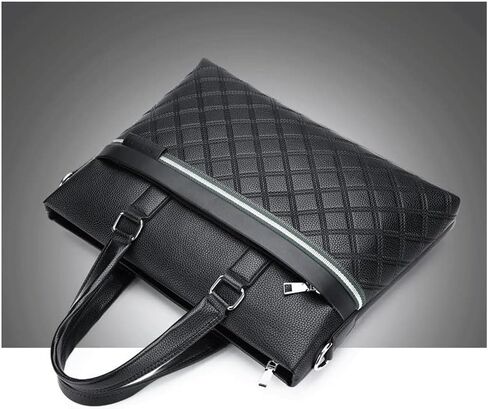 حقيبة كمبيوتر محمول جلدية للرجال، حقيبة كتف، حقيبة للمحامين، للرجال (أسود) in Kuwait