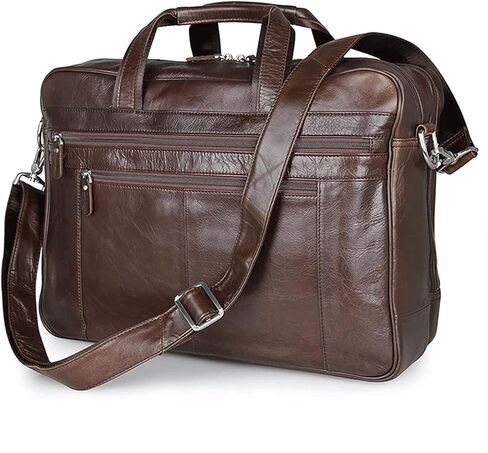 Vintage Leather Briefcase 17 Inch Laptop Case Business Travel Messenger Shoulder Bag For Men(Size:43x16.5x30.5cm) in Kuwait
