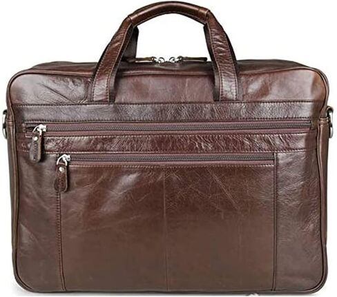 Vintage Leather Briefcase 17 Inch Laptop Case Business Travel Messenger Shoulder Bag For Men(Size:43x16.5x30.5cm) in Kuwait
