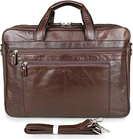 Vintage Leather Briefcase 17 Inch Laptop Case Business Travel Messenger Shoulder Bag For Men(Size:43x16.5x30.5cm) in Kuwait