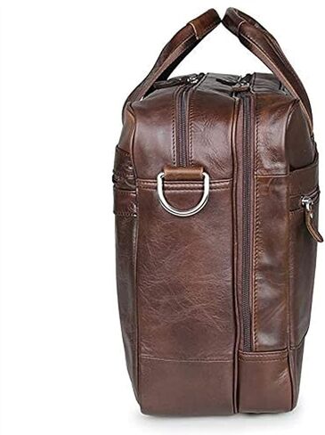 Vintage Leather Briefcase 17 Inch Laptop Case Business Travel Messenger Shoulder Bag For Men(Size:43x16.5x30.5cm) in Kuwait