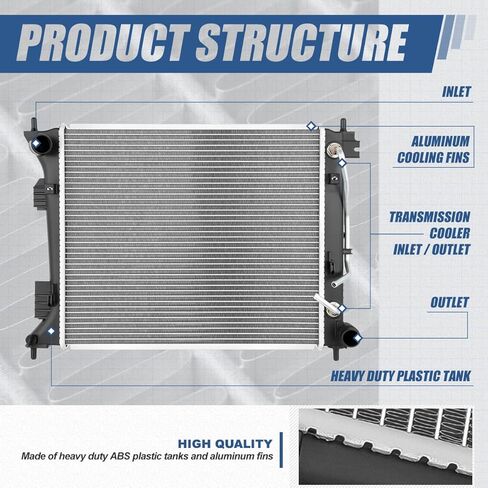 Auto Dynasty Radiator Compatible with 2013-2017 Veloster 1.6L Turbo AT, DPI 13415 Factory Style 1-Row Cooling Radiator, Aluminum Core in Saudi Arabia