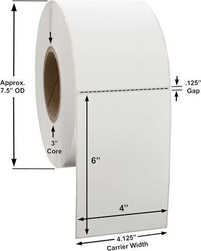 4" X 6" Direct Thermal Perforated Stickers Labels for Shipping Labels, Inventory, and Color Coding - 1004 Per Roll on 3" Core - Compatible with Zebra, Datamax, Sato, Intermec, and More (White, 4 Pack) in Saudi Arabia