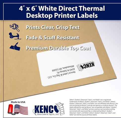 4" X 6" Direct Thermal Perforated Stickers Labels for Shipping Labels, Inventory, and Color Coding - 1004 Per Roll on 3" Core - Compatible with Zebra, Datamax, Sato, Intermec, and More (White, 4 Pack) in Saudi Arabia