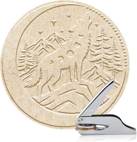 ANATTASOUL Book Embosser Personalized Howling Wolf Pattern Book Stamp, Durable Library Stamp with Handle Set for Books, Library, Envelopes, Documents, Invitation in Saudi Arabia
