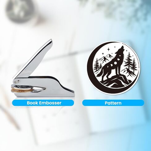 ANATTASOUL Book Embosser Personalized Howling Wolf Pattern Book Stamp, Durable Library Stamp with Handle Set for Books, Library, Envelopes, Documents, Invitation in Saudi Arabia