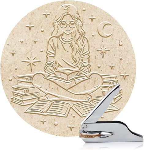 ANATTASOUL Book Embosser Personalized Howling Wolf Pattern Book Stamp, Durable Library Stamp with Handle Set for Books, Library, Envelopes, Documents, Invitation in Saudi Arabia