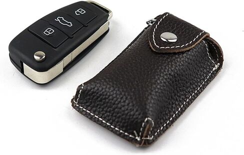 Car Key Pouch, Genuine Leather Car Key Fob Key Ring, Belt Loop - Brown in Kuwait