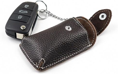 Car Key Pouch, Genuine Leather Car Key Fob Key Ring, Belt Loop - Brown in Kuwait