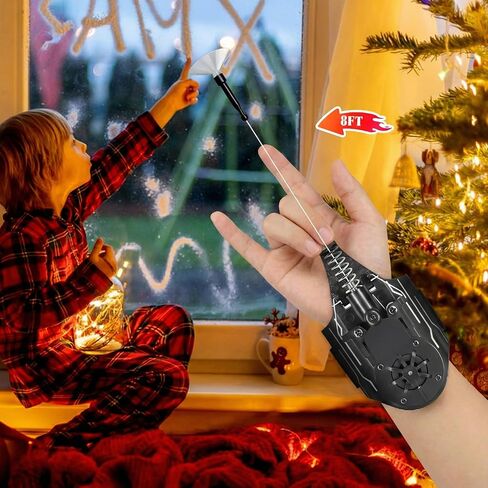 Spider Web Shooter with Gloves, 8 FT Real Web Launcher String Shooters Toy for Kids, Cool Gadget Wrist String Shooter for Superhero Role-Play(Black) in Kuwait