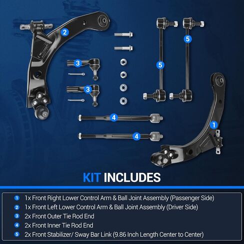 Autoround Front Suspension Kit Lower Control Arm w/Ball Joint Compatible with Chevy Cobalt 05-10 HHR 06-11, Pontiac G5 07-09 Pursuit 05-06, 8pcs - Tie Rod Sway Bar Link in Saudi Arabia