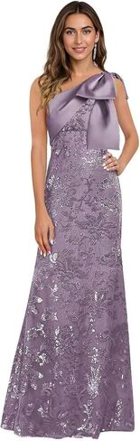 Clixsy One Shoulder Mother of The Bride Dresses - Sparkling Satin Gown with Sequin & Lace Appliques & Elegant Bow in Saudi Arabia