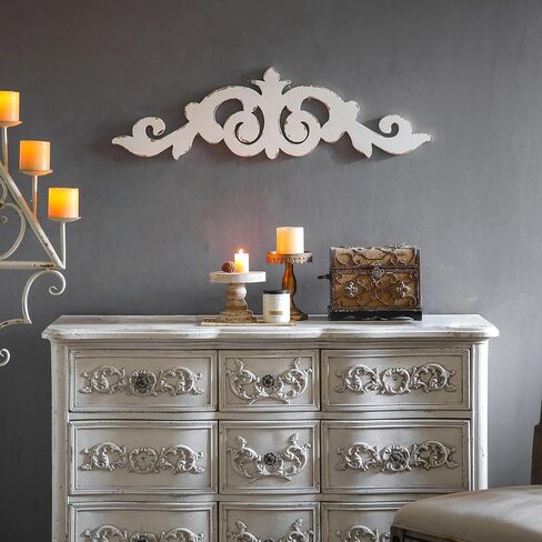ديكور جدار التمرير من الخشب الريفي SOFE، 35 × 10 بوصة فوق ديكور الباب، رث أنيق أبيض فوق زخارف حائط الأريكة، عمل فني كبير معلق لغرفة النوم، مدخل المدخل in Saudi Arabia