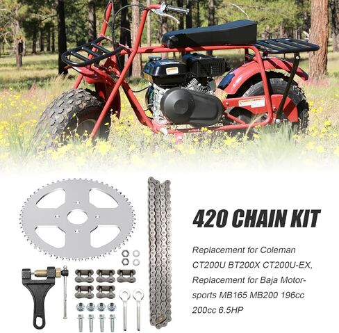 Mini Bike Chain Sprocket Kit 60T Rear Sprocket 90 Link 420 Chain, Replacement for Baja Motorsports MB165 MB200 196cc 200cc 6.5HP, Replacement for Coleman BT200X CT200U-EX CT200U 60 Tooth in Saudi Arabia
