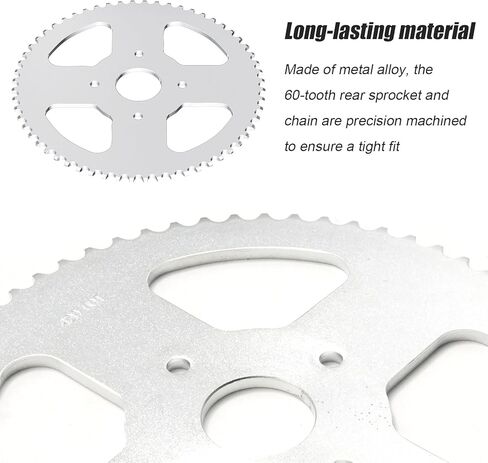 Mini Bike Chain Sprocket Kit 60T Rear Sprocket 90 Link 420 Chain, Replacement for Baja Motorsports MB165 MB200 196cc 200cc 6.5HP, Replacement for Coleman BT200X CT200U-EX CT200U 60 Tooth in Saudi Arabia