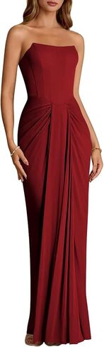 Chiffon Bridesmaid Dresses Strapless Long Corset Prom Dresses for Women in Saudi Arabia