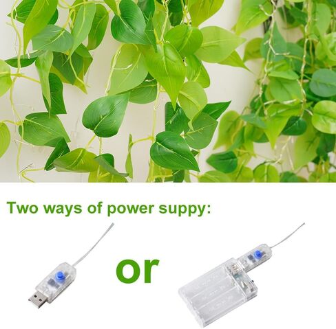 نباتات معلقة وهمية مقاس 41 بوصة مع أضواء اللبلاب الاصطناعي لديكور المنزل في غرفة النوم، شماعة نباتية مع نباتات مزيفة من الكروم المزيفة لسقف الحائط وغرفة النوم والمطبخ والمكتب الداخلي - عبوة من قطعتين in Kuwait