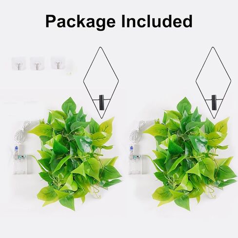 نباتات معلقة وهمية مقاس 41 بوصة مع أضواء اللبلاب الاصطناعي لديكور المنزل في غرفة النوم، شماعة نباتية مع نباتات مزيفة من الكروم المزيفة لسقف الحائط وغرفة النوم والمطبخ والمكتب الداخلي - عبوة من قطعتين in Kuwait