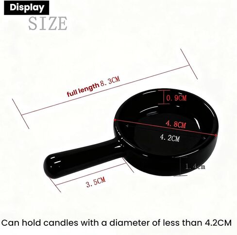 1PC Ceramic Candle Holder with Handle, Flat Bottom Tea Light & Tower Incense Holder, Multi-Functional Candle Stand for Home Table Decor, Yoga Meditation(Black) in Saudi Arabia