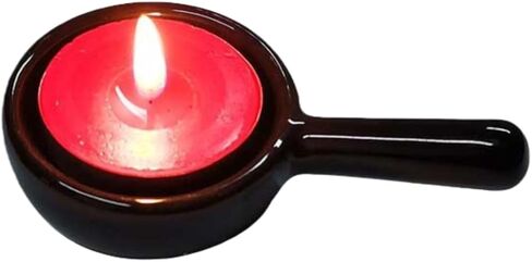1PC Ceramic Candle Holder with Handle, Flat Bottom Tea Light & Tower Incense Holder, Multi-Functional Candle Stand for Home Table Decor, Yoga Meditation(Black) in Saudi Arabia