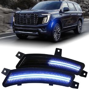 LED Front Fender LED Side Marker Lights Kit for 2025 2026+ GMC Yukon XL,2025-2026+ Chevy Tahoe Suburban/for 2025+ Cadilac Escalade ESV, Smoked Lens Side Bumper Marker Lamps,2pcs (White) in Kuwait