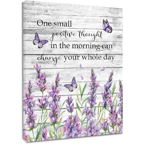 EOBTAIN Inspirational Quotes and Purple Butterfly Canvas Wall Art Lavender Floral with Green Leaf Wall Art for Bathroom Living Room Bedroom Vintage Picture Wall Decor Framed Bedroom Canvas Print,12x16 Inches in Kuwait
