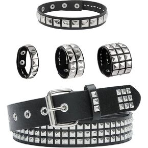 YMO Black Studded Belt, Studded Choker and Studded Bracelets Emo Bracelets Goth Rivet Cuff Spike Bracelet Punk Emo Accessories for Women Men in Kuwait