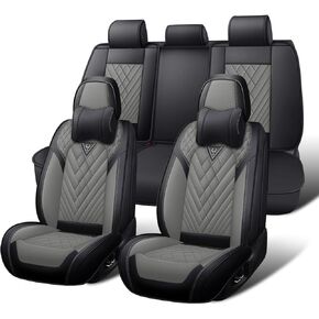 أغطية مقاعد السيارة مجموعة كاملة لكرايسلر 300 2005-2023، غطاء مقعد السيارة من جلد نابا المقاوم للماء، مجموعات أغطية مقاعد السيارة ذات التغطية الكاملة (5 مقاعد/أسود رمادي) in Kuwait