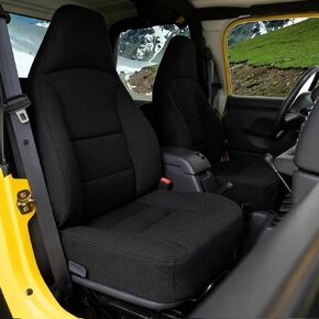 Front Seat Covers for Jeep Wrangler TJ 1997 1998 1999 2000 2001 2002, Durable Automotive Interior Protection with Enhanced Padding - Gray in Kuwait