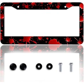 Blood Drop License Plate Frame Red and Black Blood Spatter License Plate Holder for Car Accessories for Car Decor Fits Standard Us Vehicles Size 12 x 6 Inches with Screws in Saudi Arabia