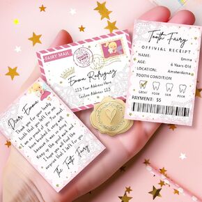 تتضمن مجموعة بطاقات مجموعة الأسنان الصغيرة 20 بطاقة إيصالات، و20 ظرفًا، و20 حرفًا من جنية الأسنان، و20 ملصقًا شمعيًا، مثالية كمكافأة للفتيات في المنزل أو المدرسة -04 in Kuwait