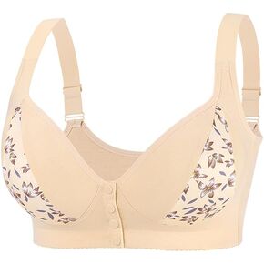 Everyday Floral Print Bra Adjustable Straps and Front Button Closure for Women in Kuwait