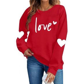 Valentine's Day Sweatshirt for Women Funny Love Heart Shirts Casual Valentines Gifts Pullover Sweater in Saudi Arabia