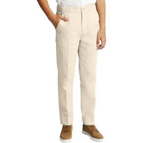 Boys Linen Suits Pants Kids Lightweight Flat Front Dress Pants for Toddler Boy Teens Formal School Uniform Trousers in Saudi Arabia