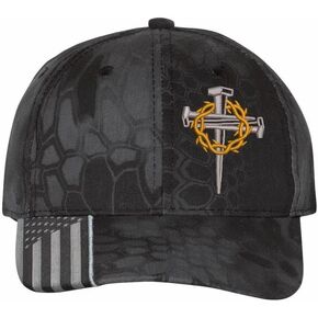 Christian Cross Baseball Cap, Religious 3 Nailing Crown of Thorns Design, Typhoon CAMO HAT Jesus Christian Hat Choices mesh Back or USA Flag Brim Adjustable Hat and Free Decal. in Kuwait