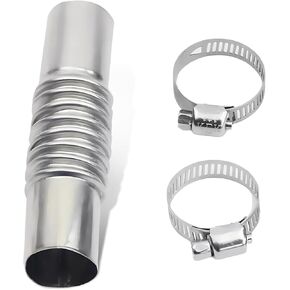 Car Exhaust Pipe Connector Kit, Stainless Steel Diesel Heater Exhaust Pipe, 5.11" x 1.06" Exhaust Pipes Connector with 2 Clamps, Straight Corrugated Air Heater Pipes Tube Connectors (Silver) in Kuwait