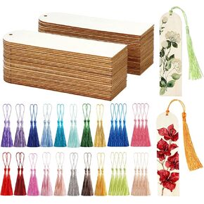 50 قطعة من الإشارات المرجعية الخشبية، إشارات خشبية غير مكتملة مع 50 قطعة من الشرابات، إشارة مرجعية خشبية فارغة DIY للحرف الفنية DIY، هدايا عيد الميلاد، زينة حفلات عيد الميلاد (شكل مستطيل) in Kuwait