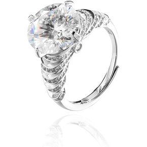 خاتم خطوبة جولينو سوليتير مويسانيتي، 5 قيراط D لون VVS1 وضوح، 925 الفضة الاسترليني مطلي مع البلاتين، حلقات قابلة للتعديل للنساء، هدية مثالية للنساء in Kuwait