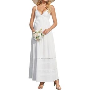 KUTUMAI فساتين ماكسي صيفية من الدانتيل برقبة على شكل V للنساء 2026 فستان غير رسمي مزين بالزهور طويل متدفق لالتقاط الصور استحمام الطفل in Kuwait