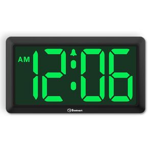 Soobest Large Digital Wall Clock Battery Operated, Auto & Manual Dimmer LED Display, Easy to Read Big Digits with Alarm for Seniors, Modern Decor for Living Room, Bedroom, Office Wall/Desk in Kuwait