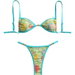 SHENHE Women's Thong Bikini Set 2 Piece Paisley Print V Neck Triangle Swimsuits Bathing Suit in Saudi Arabia