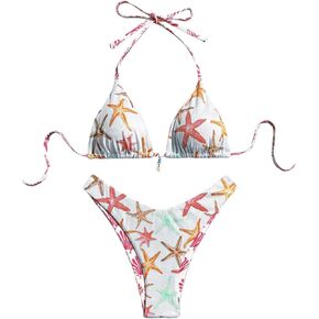 SHENHE Women's 2 Piece Swimsuits Starfish Decor Halter Triangle High Cut Bikini Set in Saudi Arabia