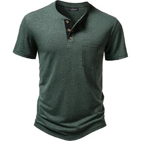 LucMatton Men's Lightweight Henley Shirt Casual Stretch Slim Fit Short Sleeve T-Shirt with Pocket in Kuwait