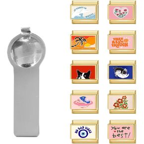 Italian Charms Only Charm Gold 8Pcs and Tools 9mm Italian Modular Charm Bracelet Link Handmade DIY Module Jewelry Gifts Pink in Kuwait