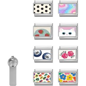 Italian Charms Only Charm Silver 8Pcs and Tools 9mm White Cat Italian Modular Charm Bracelet Link Handmade DIY Module Jewelry Gifts in Kuwait