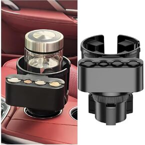 HZEL Car Cup Holder Expander with Adjustable Base, 2-in-1 Vehicle Bottle Holder Extender with 4 Size Coins Holder, Automotive Interior Cup Adapter, Fits Large Bottles Less Than 4.25" in Kuwait