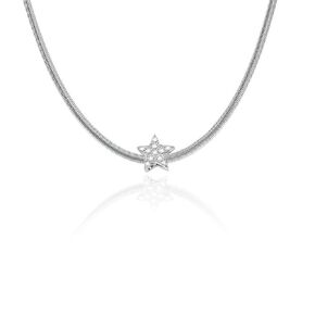 Boho Crystal Star Necklace for Women Silver Snake Bone Chain Necklace Dainty Simple Choker Necklaces Silver Herringbone Chain Necklaces Jewelry in Kuwait