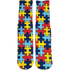 جوارب لغز الوعي بالتوحد، جوارب طاقم جديدة، جوارب مريحة غير رسمية على شكل أنبوبة الساق للنساء والرجال in Kuwait